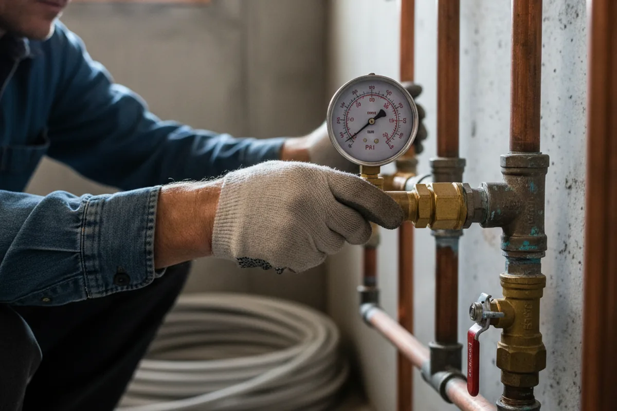 Pressure testing a repaired line during Water Line Repair in Palm Desert
